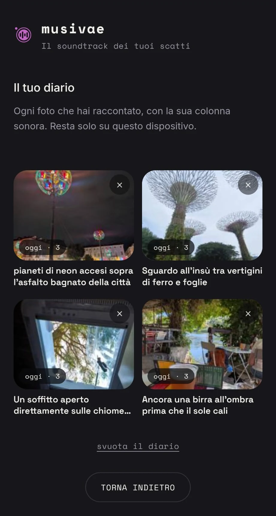 Musivae: il diario dei brani tenuti
